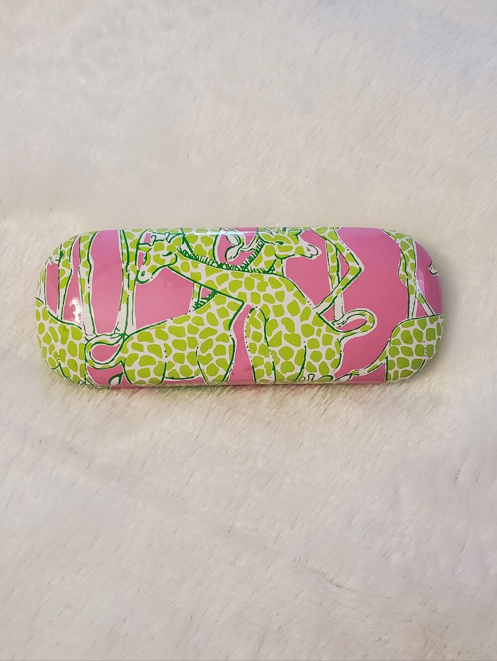 Lilly Pulitzer Pink & Lime Giraffe Pattern Eyewear Case